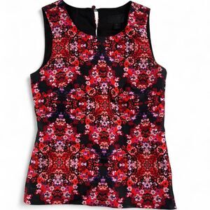 J.Crew Women’s Multicolor Floral Silk Sleeveless Top Side Zip Size 0